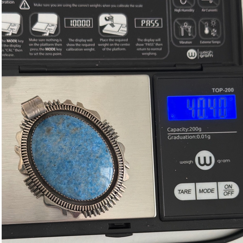 Richard Begay Navajo Silver Pendant Turquoise Cabochon 40+g - Picture 6 of 6